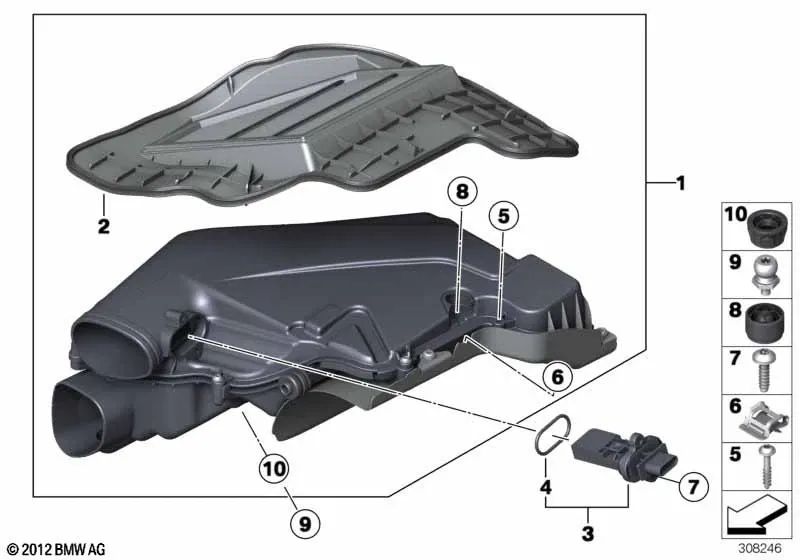 Intake Noise Silencer for BMW X5 E70N, X6 E71, E72 (OEM 13717577449). Original BMW