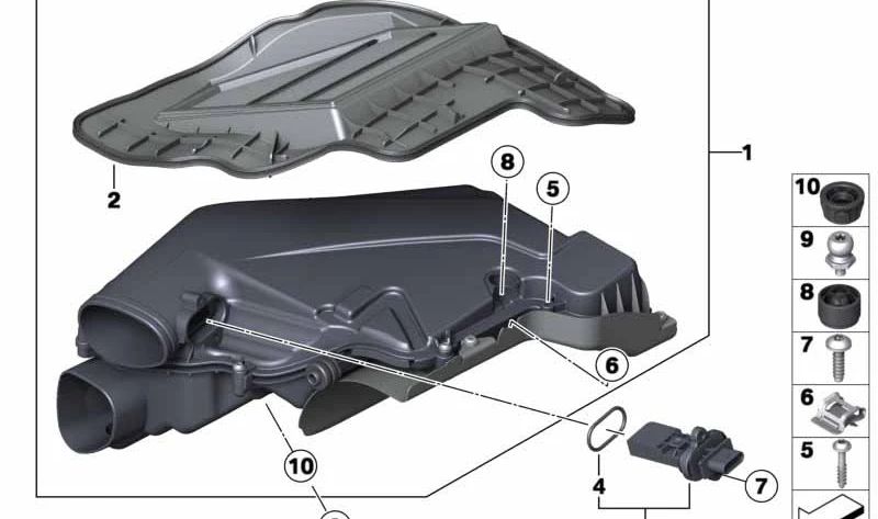 Medidor de masa de aire de película caliente para BMW E60, E61, F07, F10, E63, F12, E65, F01, X5 E70N, X6 E71 (OEM 13627566990). Original BMW