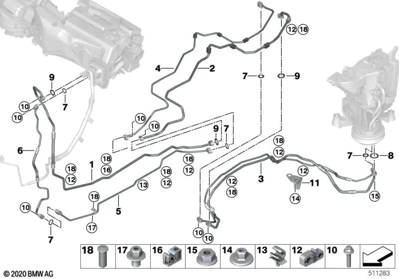 Doppelte Kühlmittelleitung für BMW G07, G07N (OEM 64536821425). Original BMW