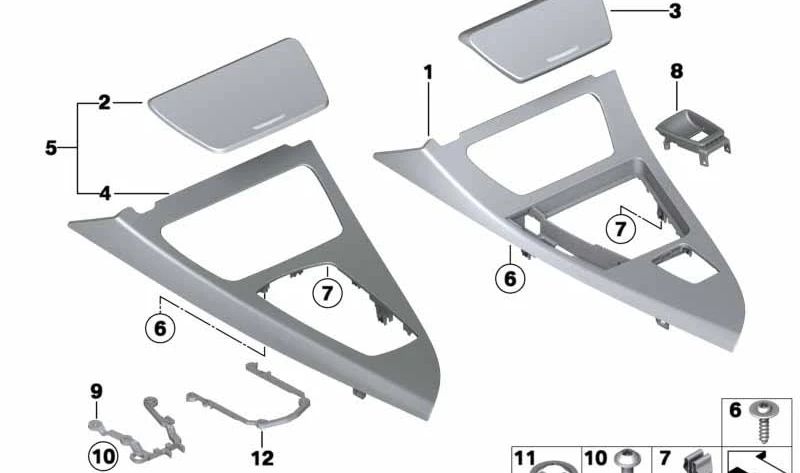 Cubierta Consola Central para BMW Serie 6 F06, F13 (OEM 51168052346). Original BMW