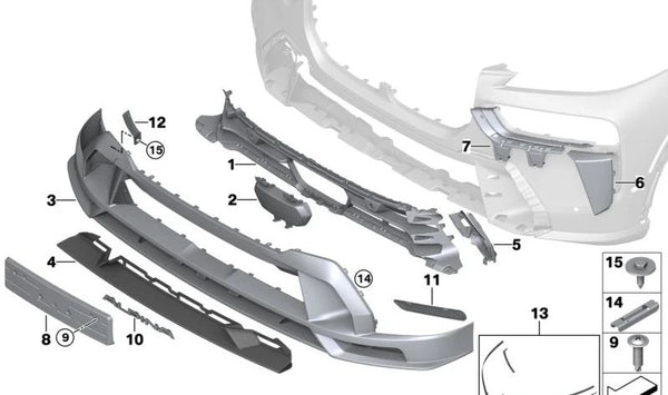 Abrazadera para BMW Serie 1 F40, Serie 2 F87, F87N, Serie 3 F34, G20N, Serie 4 F36, G26, Serie 5 G30N, Serie 7 G12, Serie 8 G16, X1 F48, X7 G07N, MINI F54, F56, F57, F60 (OEM 07147332700). Original BMW.