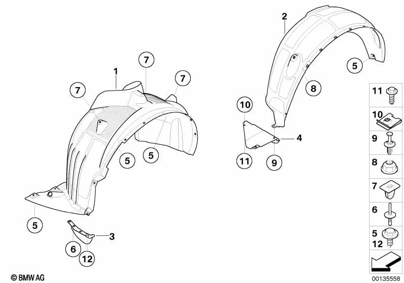 Rear left deflector for BMW X3 E83, E83N (OEM 51713401987). Original BMW.