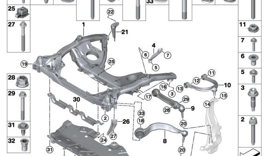 Vorderer unterer Schutz für BMW 5er G30, G38, 6er G32, 7er G11, G12 (OEM 31146884048). Original BMW