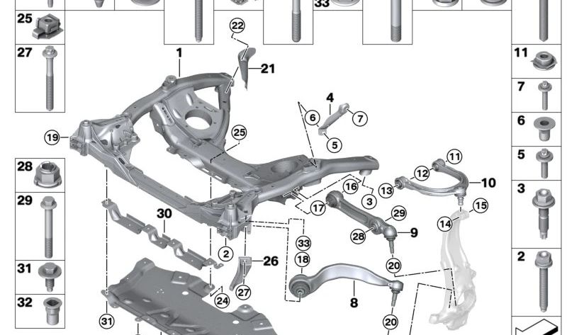 Brazo de control delantero izquierdo con soporte hidráulico OEM 31106861151 para BMW G32, G11, G12. Original BMW.