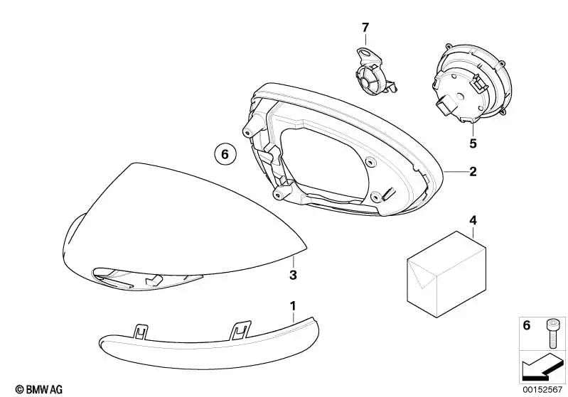 Carcasa imprimada izquierda para BMW E60, E61N, E63, E64 (OEM 51167903821). Original BMW.