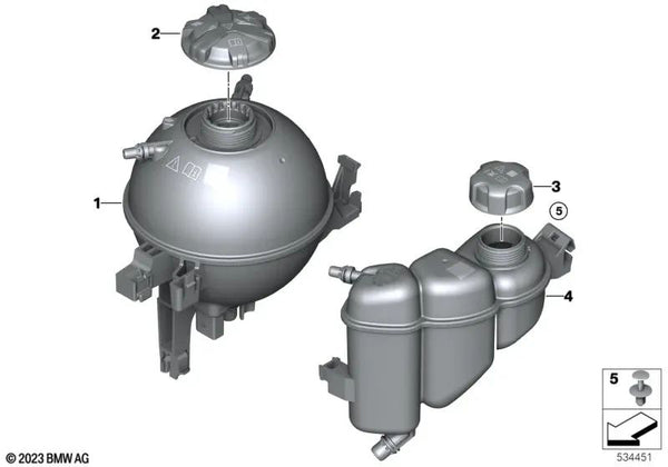 Depósito de expansión del refrigerante para BMW G60, G70 (OEM 17139845240). Original BMW