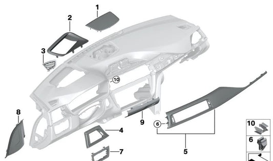 I-Tafel Fineline Fahrerrahmen in Anthrazit für BMW F30, F31, F34, F32, F33, F36, F80, F82, F83 (OEM 51459231235). Original BMW.