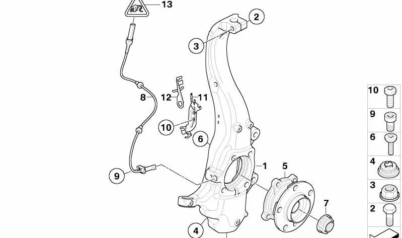 Moyú de rueda con rodamiento delantero para BMW X5 E70, X6 E71, E72 (OEM 31226882265). Original BMW.