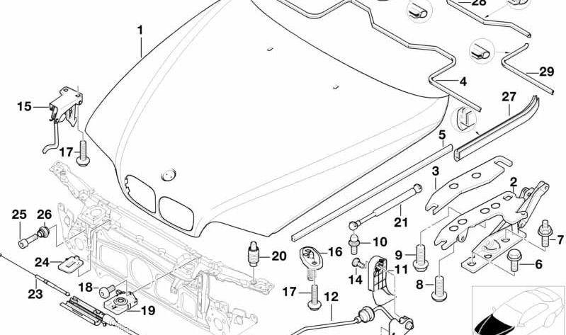 Palanca del cable Bowden OEM 51238226620 para BMW Serie 5 (E39) y Serie 7 (E38). Original BMW.