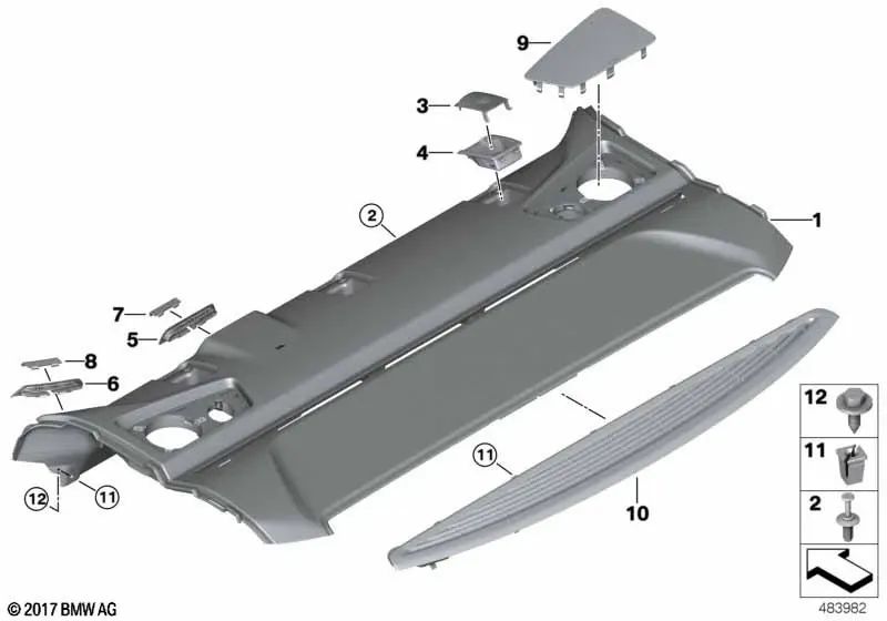 Top Tether Cover for BMW G30, G30N (OEM 51467431218). Genuine BMW