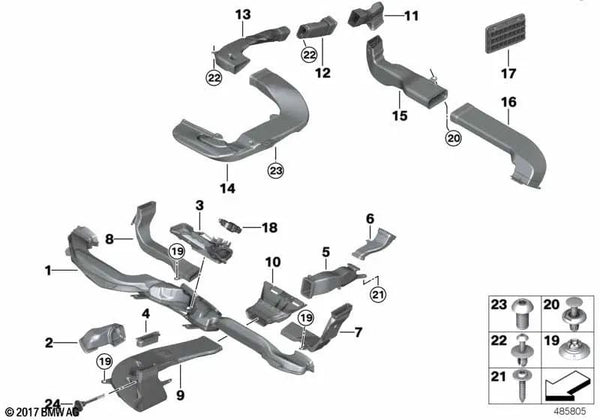 Conducto de aire frío para BMW Serie 7 G11, G12 (OEM 64229320438). Original BMW