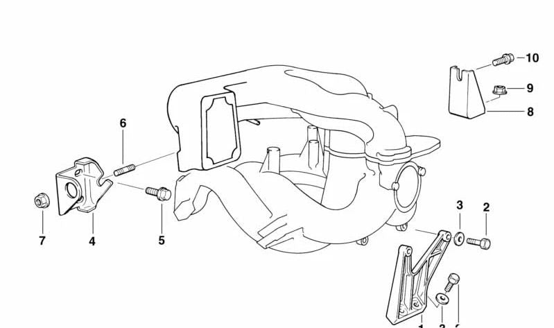 Soporte de colector de admisión OEM 11611247643 para BMW E36, E34. Original BMW.