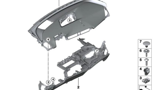 Parte superior del tablero de instrumentos de cuero para BMW i I20 (OEM 51459631810). Original BMW