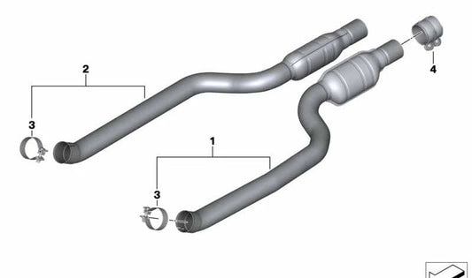 Silenciador delantero derecho para BMW Serie 7 G12, G12N (OEM 18308654965). Original BMW