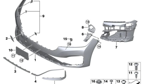 Moldura del parachoques delantero izquierda para BMW Serie 7 G11N, G12N (OEM 51117475223). Original BMW