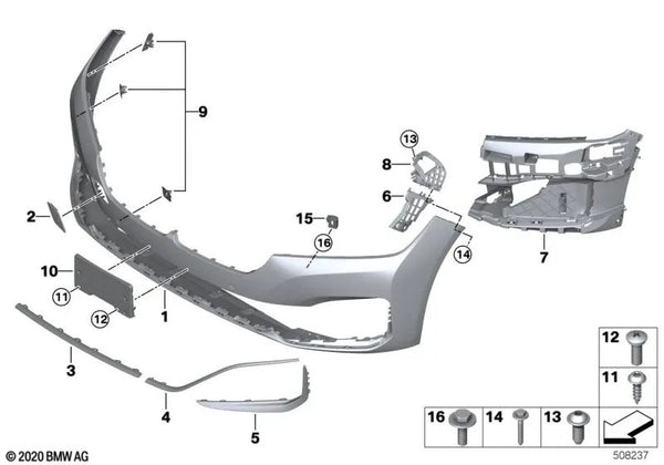 Guía superior derecha para BMW G11N, G12N (OEM 51117475192). Original BMW.