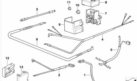 Cable Generador-Arranque-Punto de Apoyo B+ para BMW E31 (OEM 12421742602). Original BMW.