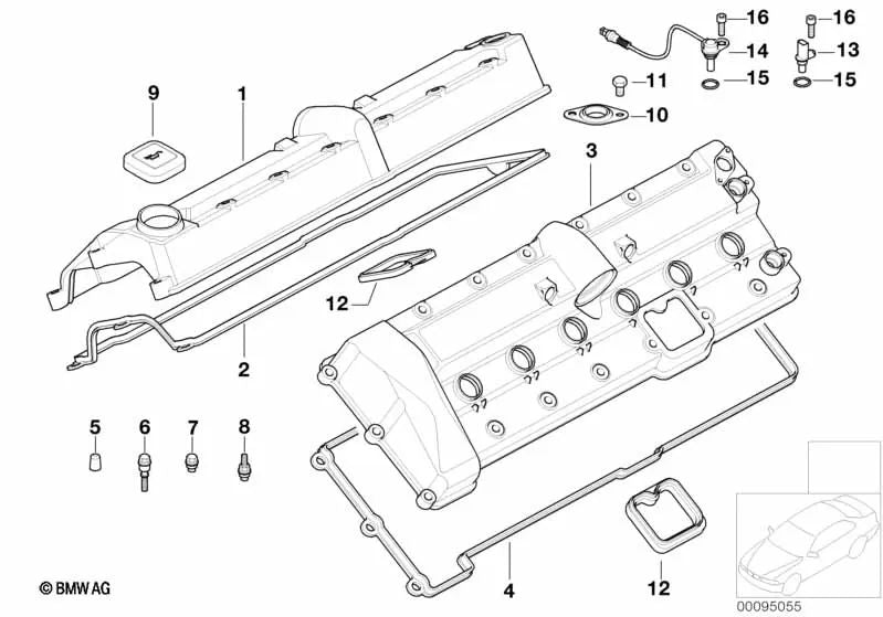 Cubierta de la culata para BMW Serie 7 E65, E66 (OEM 11127523468). Original BMW.