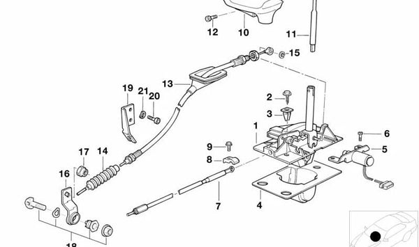 Cable de cambio OEM 25161219446 para BMW E34, E32. Original BMW.