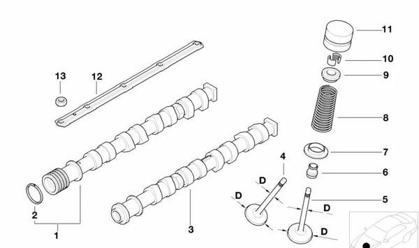 Árbol de levas de admisión para BMW Serie 5 E39, Serie 7 E38, X5 E53 (OEM 11311745493). Original BMW