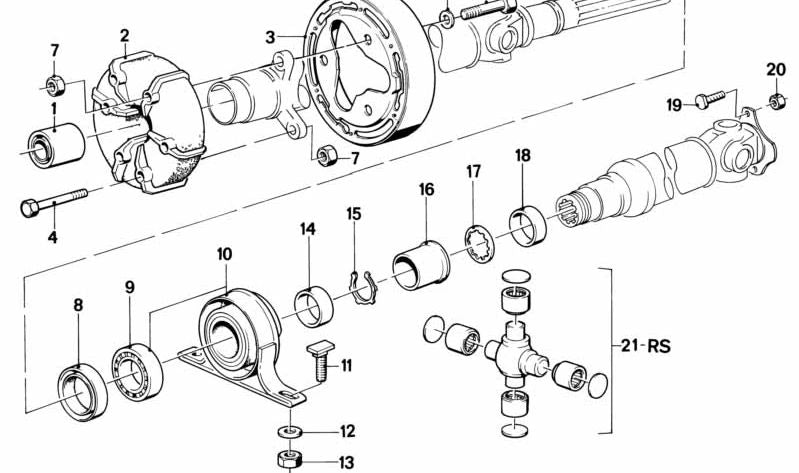 Amortiguador de vibraciones OEM 23131220584 para BMW E30, E28. Original BMW.