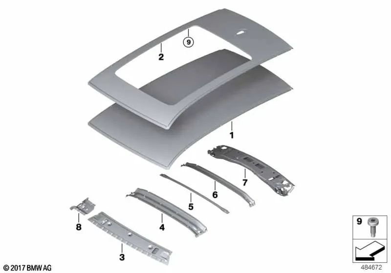 Front dachspriegel for BMW X3 F97, G01, G08 (OEM 41007493979). Genuine BMW