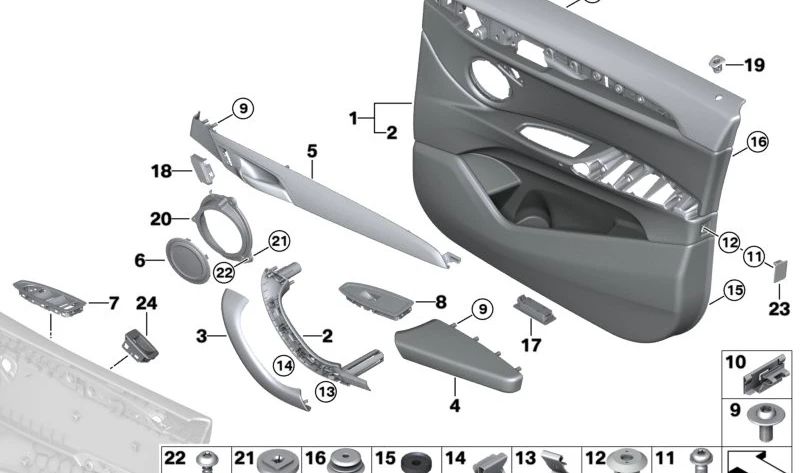 Rejilla para altavoz de tonos medios OEM 51417467554 para BMW F39 (X2). Original BMW.