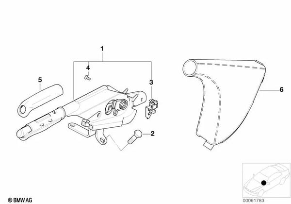 Cubierta para mango del freno de mano de cuero para BMW Serie 5 E39 (OEM 34402498836). Original BMW