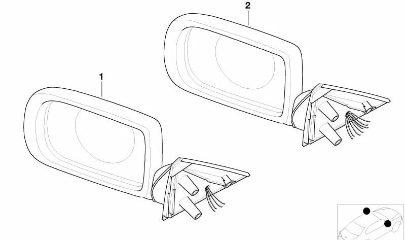 Retrovisor exterior izquierdo sin cristal calefactable OEM 51167892129 para BMW E38. Original BMW.