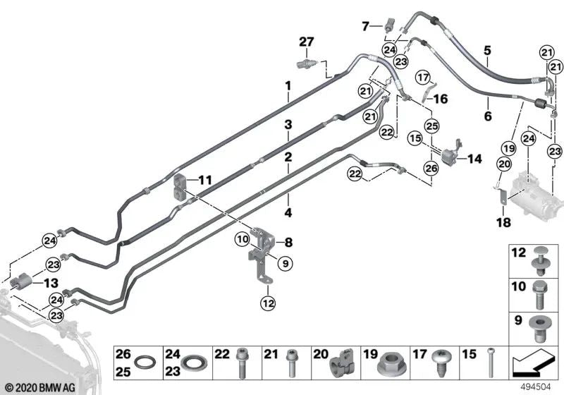 Tubería de aspiración para BMW i I01, I01N (OEM 64539291271). Original BMW.