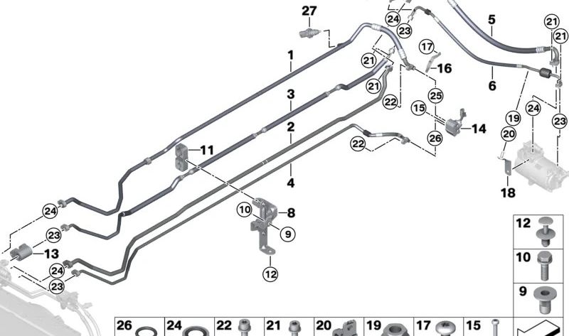 Suction pipe for BMW I01, I01N (OEM 64509291152). Original BMW