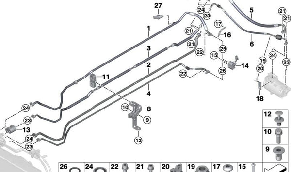 Tubería de succión para BMW I01, I01N (OEM 64509291152). Original BMW