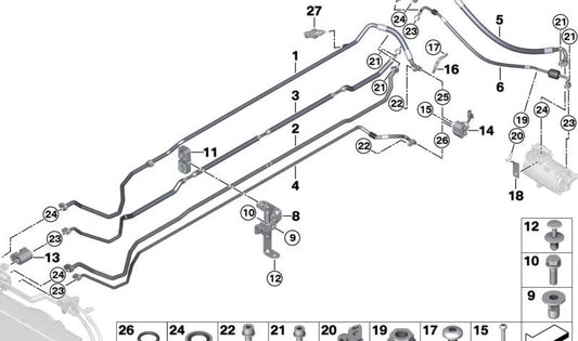 Cramp de tubo OEM 07149304968 para BMW F45, F48, I3 (i01), F55, F56, F54. BMW original