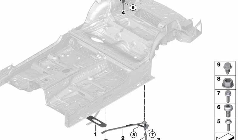 Tornillo de fijación OEM 33309909485 para BMW F87 (M2), F80 (M3), F82 (M4), F83 (M4 Cabrio), G82 (M4), G83 (M4 Cabrio). Original BMW.