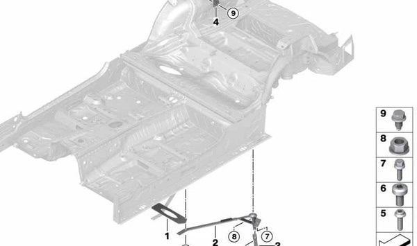 Tornillo de fijación OEM 33309909485 para BMW F87 (M2), F80 (M3), F82 (M4), F83 (M4 Cabrio), G82 (M4), G83 (M4 Cabrio). Original BMW.