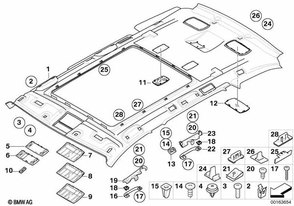 Asidero delantero para BMW E60, E60N, E61, E61N (OEM 51167112461). Original BMW.