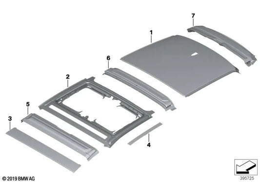 Moldura del marco del techo derecha para BMW I01, I01N (OEM 54109466729). Original BMW