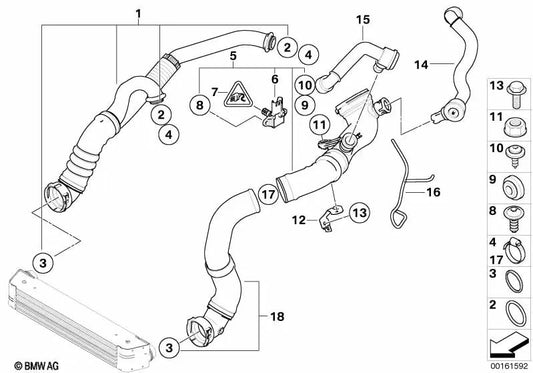 Conducto de vacío para BMW Serie 5 E60N, E61N (OEM 13717600017). Original BMW