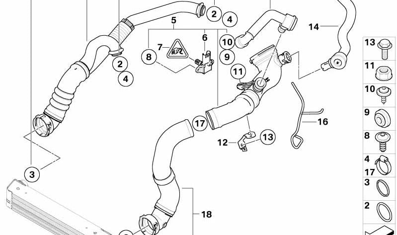 Ladeluftkanal für BMW 5er E60N, E61N (OEM 13717600010). Original BMW