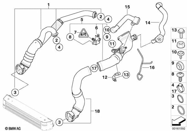 Conducto de vacío para BMW Serie 5 E60N, E61N (OEM 13717600017). Original BMW