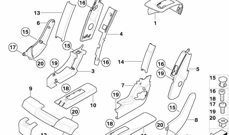 Cubierta de asiento exterior para BMW E70 (OEM 52207171834). Original BMW