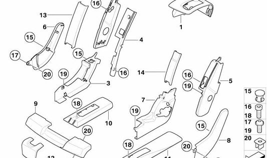 Cubierta de asiento exterior para BMW E70 (OEM 52207171834). Original BMW