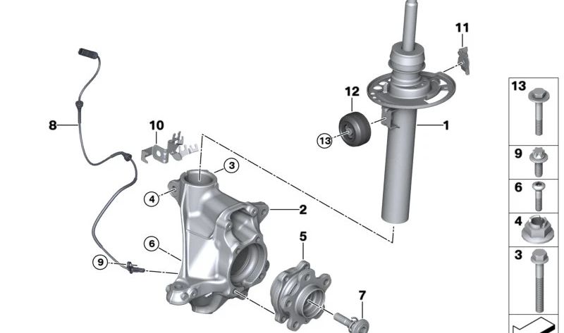 Amortiguador delantero derecho para BMW X3 G01, G01N, X4 G02, G02N (OEM 31306880606). Original BMW