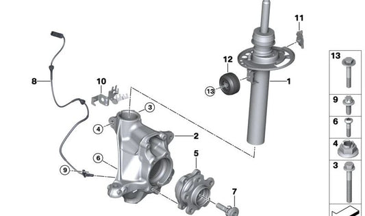 Front right shock absorber for BMW X4 G02, G02N (OEM 31306890944). Original BMW