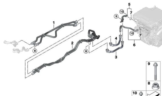 Tubo de retorno para BMW Serie 5 G60, Serie 7 G70, I20 (OEM 17128743379). Original BMW