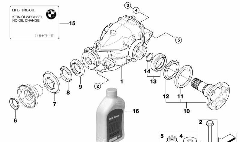 Rear axle gear for BMW X3 E83N (OEM 33107567993). Original BMW