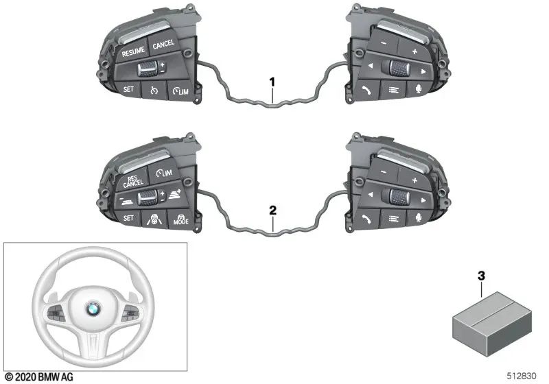 Interruptor de Volante Multifunción para BMW F40, F44, G42, G20, G21, G28, G80, G22 (OEM 61319873220). Original BMW