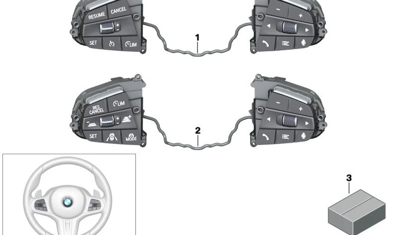 Control multifunción para volante OEM 61315A587A7 para BMW (Modelos compatibles: G20, G21, G28, G80, G81, G22, G23, G26, G82, G83, F90, G30, G31, G38, G32, F91, F92, F93, G14, G15, G16, G01, G08, F97, G02, F98, G05, F95, G06, F96, G07, G29). Origina