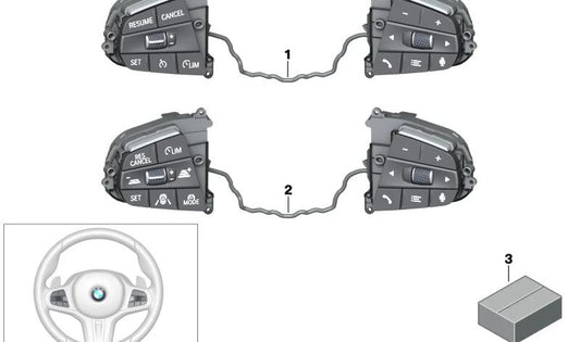 Control multifunción para volante OEM 61315A587A7 para BMW (Modelos compatibles: G20, G21, G28, G80, G81, G22, G23, G26, G82, G83, F90, G30, G31, G38, G32, F91, F92, F93, G14, G15, G16, G01, G08, F97, G02, F98, G05, F95, G06, F96, G07, G29). Origina