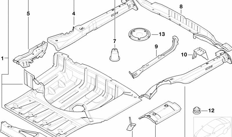 Travesaño suelo del maletero trasero para BMW E39 (OEM 41118209481). Original BMW